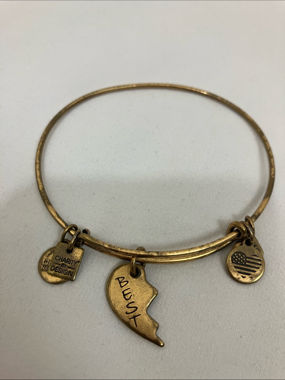 Alex and Ani Gold-tone 'Best' Heart Half Charm Bangle Bracelet
